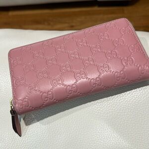 Authentic Pink Gucci Embossed Wallet